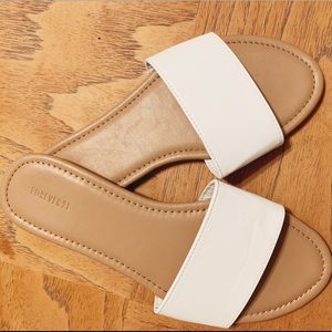 White Slide Sandals